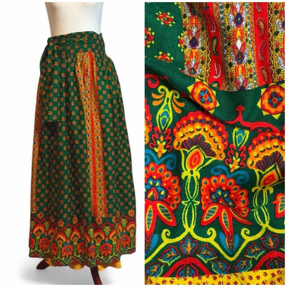 Vintage 70s Ellen Tracy Wrap Maxi Skirt